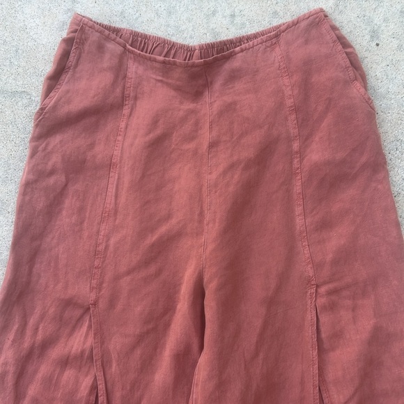 YFB Young Fabulous & Broke Cove Orange Linen Slit Wide Leg Pant Women's Size M - Picture 3 of 9